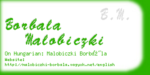 borbala malobiczki business card